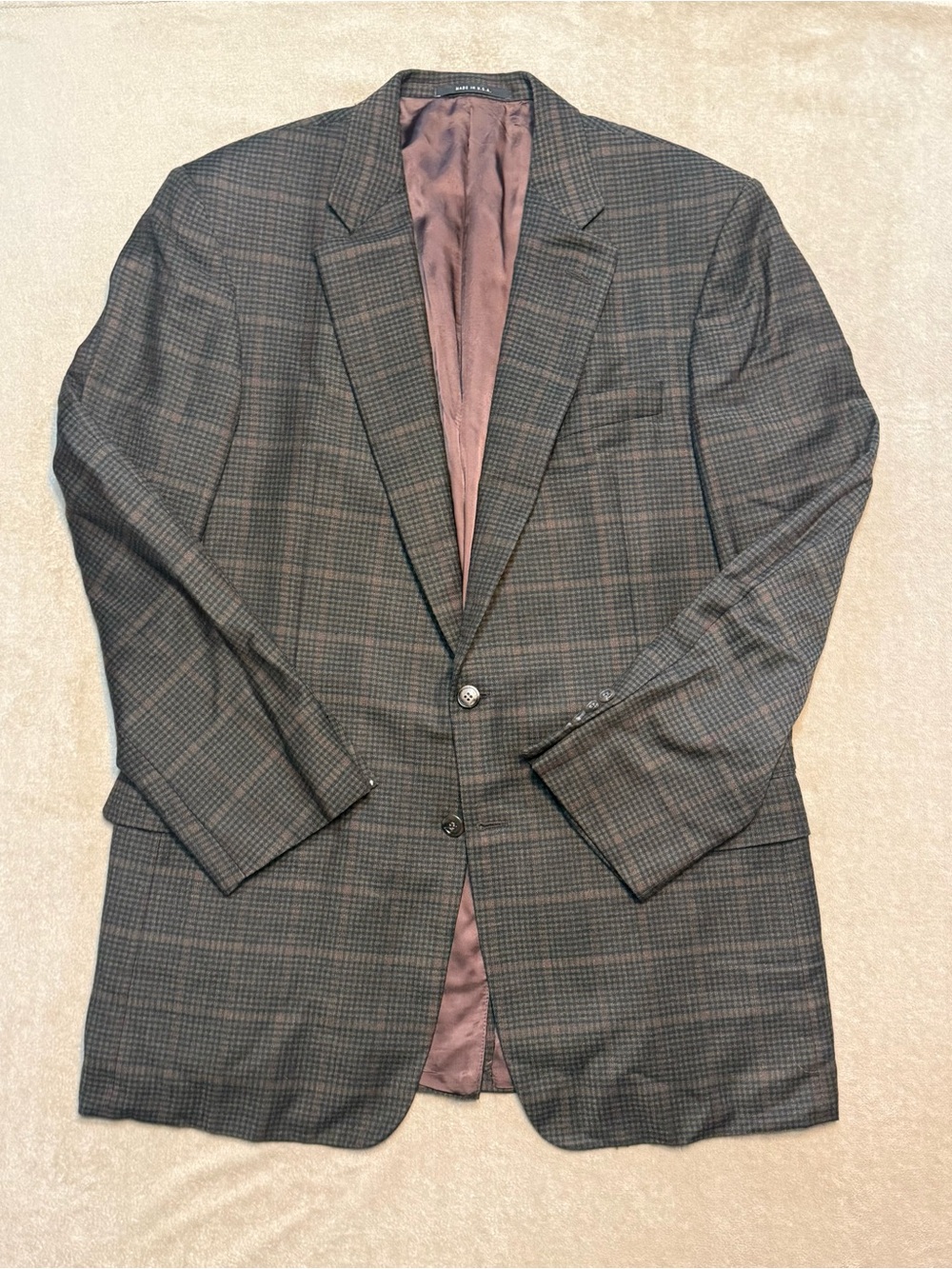 Vintage Hickey Freeman Blazer Canterbury Worsted Wool Brown 42L